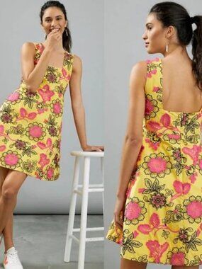 Anthropologie women plus 16W Eliska embroidered mini a-line dress cottagecore